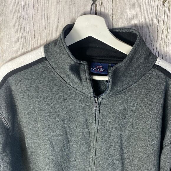 Vintage Bugle Boy Men's Full Zip Sweater Stripped Long Sleeve 90's Size L - Picture 2 of 8